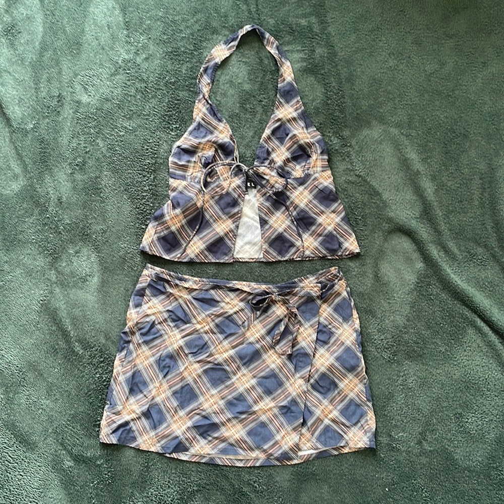 Princess Polly Plaid Set Halter Top and Mini Skirt